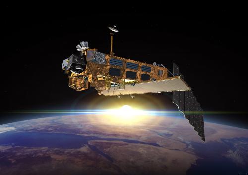 Envisat large satellite Earth Sun 