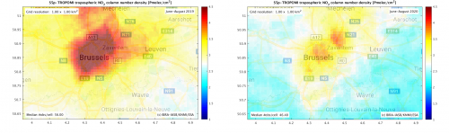 2 Maps Brussels Nitrogen dioxide (NO2)