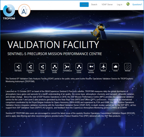 Portail système de validation données Sentinel-5p