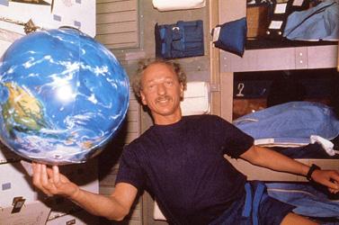 Dirk Frimout Earth globe balloon in space