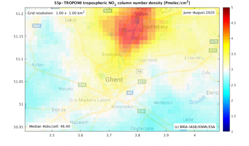 Troposferische NO2 boven Gent en omgeving