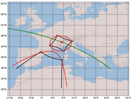 Zichtveld van ASIM boven Europa