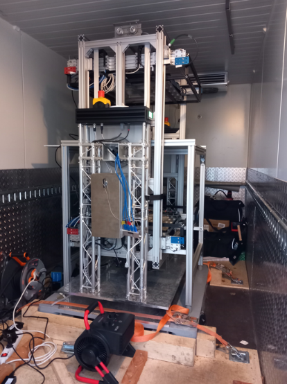 De muondetector in werking in Brussel.