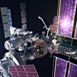 Gateway space station orbiting Moon