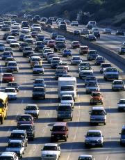 Traffic jam in Los Angeles NO2 emission