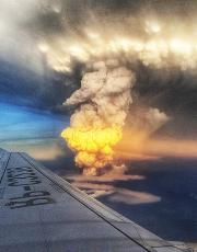 Take-off from Manila airport eruption of Taal Volcano